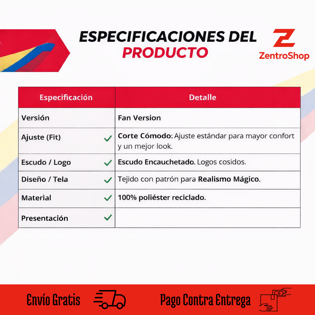 Camiseta Selección Colombia Adidas Tipo Fan 2026