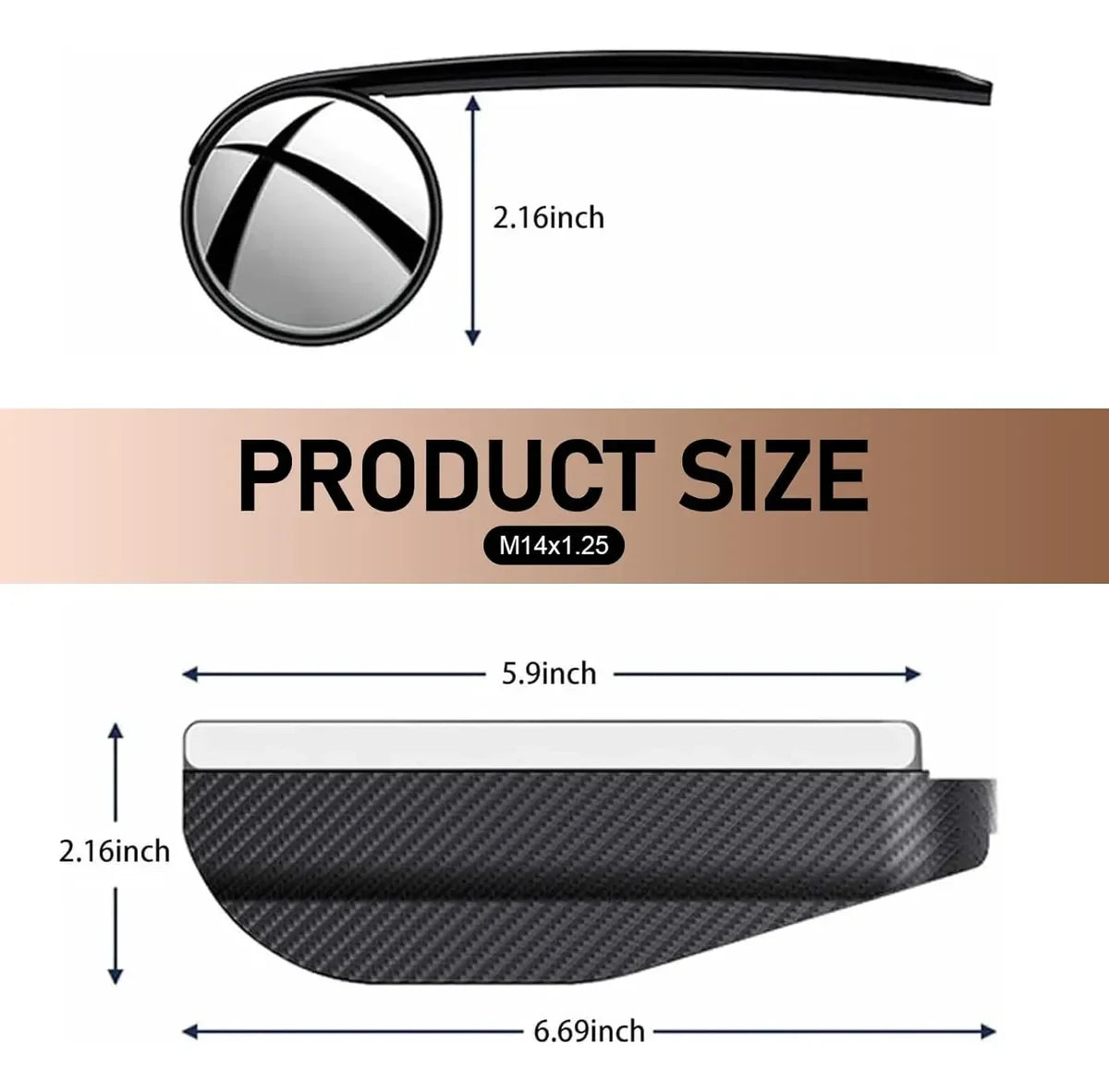 ClearView 360™ Espejo Punto Ciego Carbono